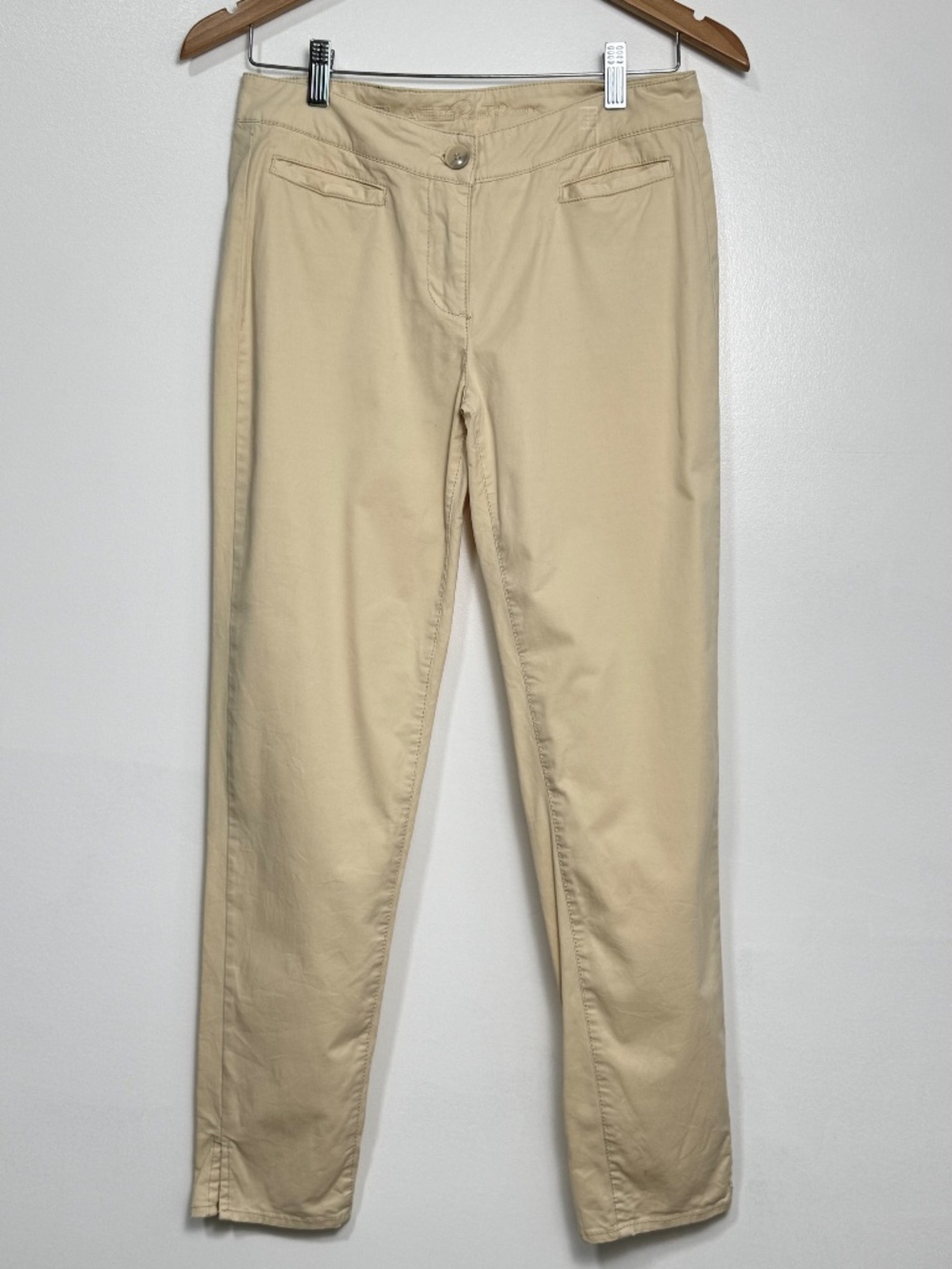 Roberto Cavalli Class Slim Chino Pants Ankle Length Mid Rise Cream Beige Size 8